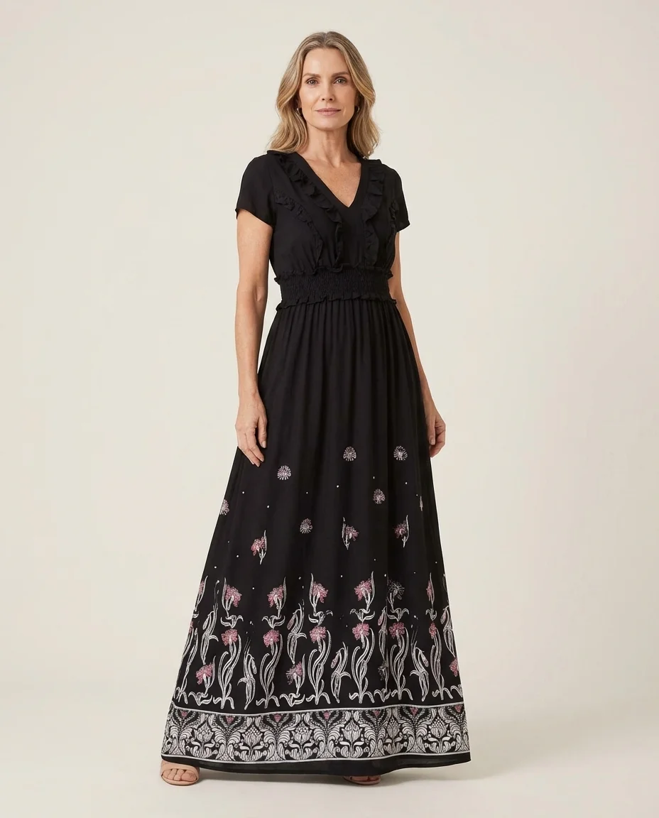 Vestido Longo Estampado Floral Via Caruso