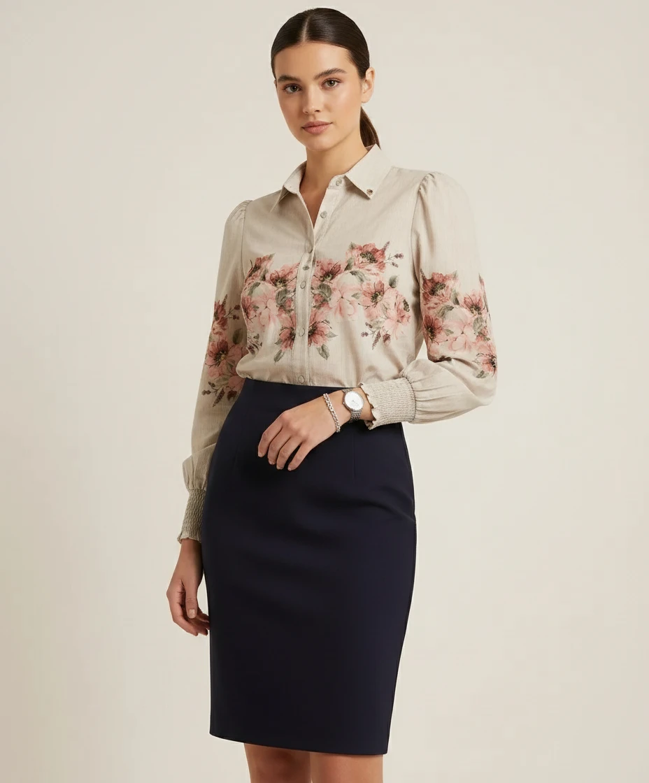 Camisa Elegante com Estampa Floral Via Tolentino