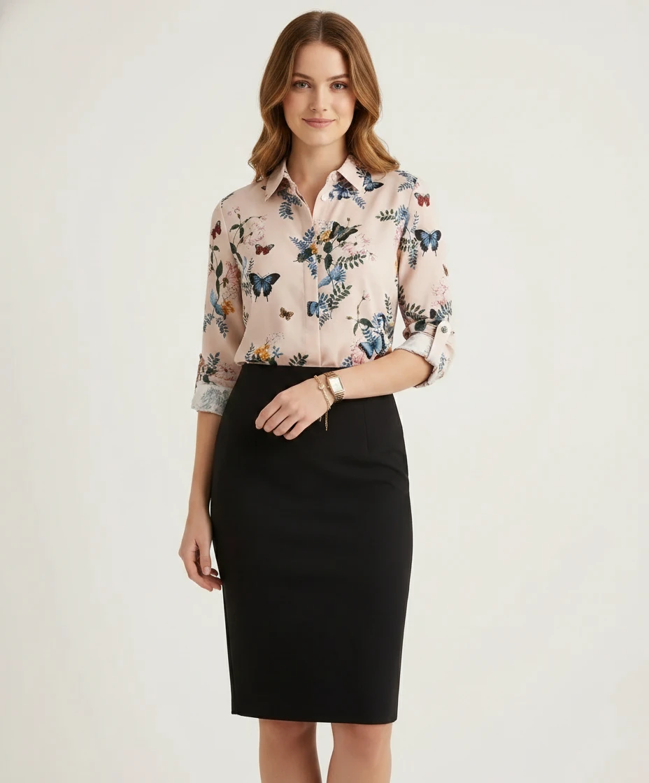 Camisa H&M Estampada Borboletas e Flores