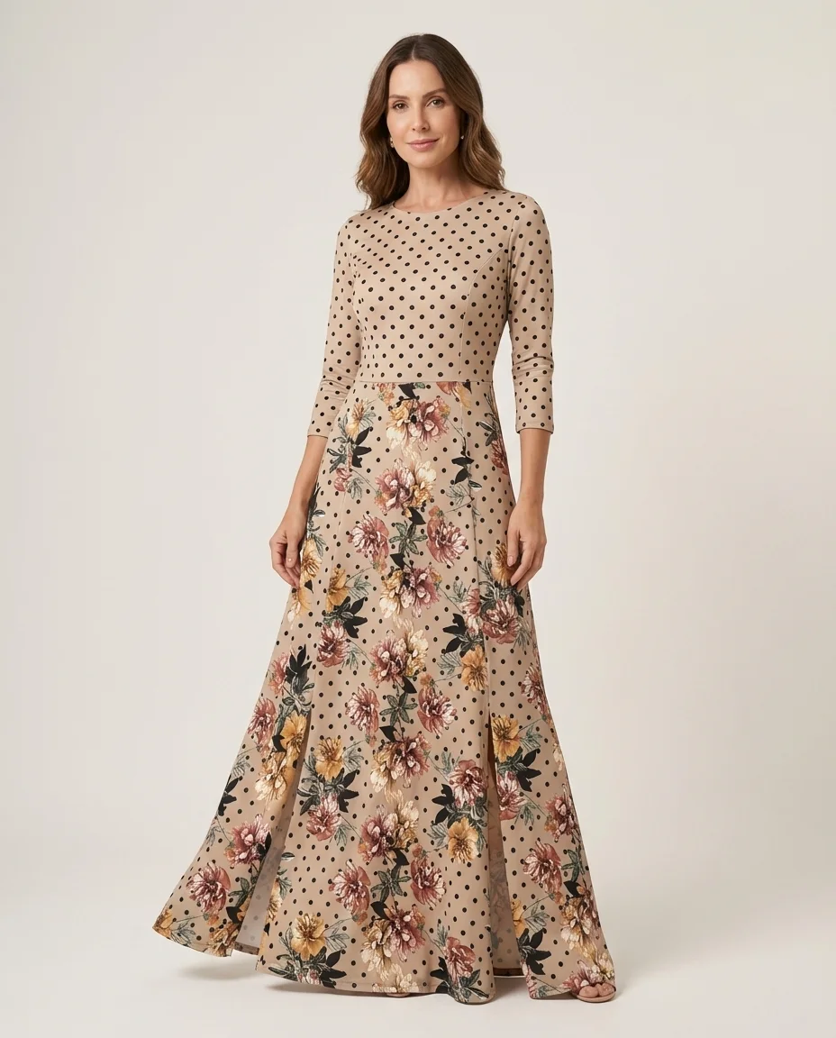 Vestido Longo Estampado Floral Poá Via Tolentino