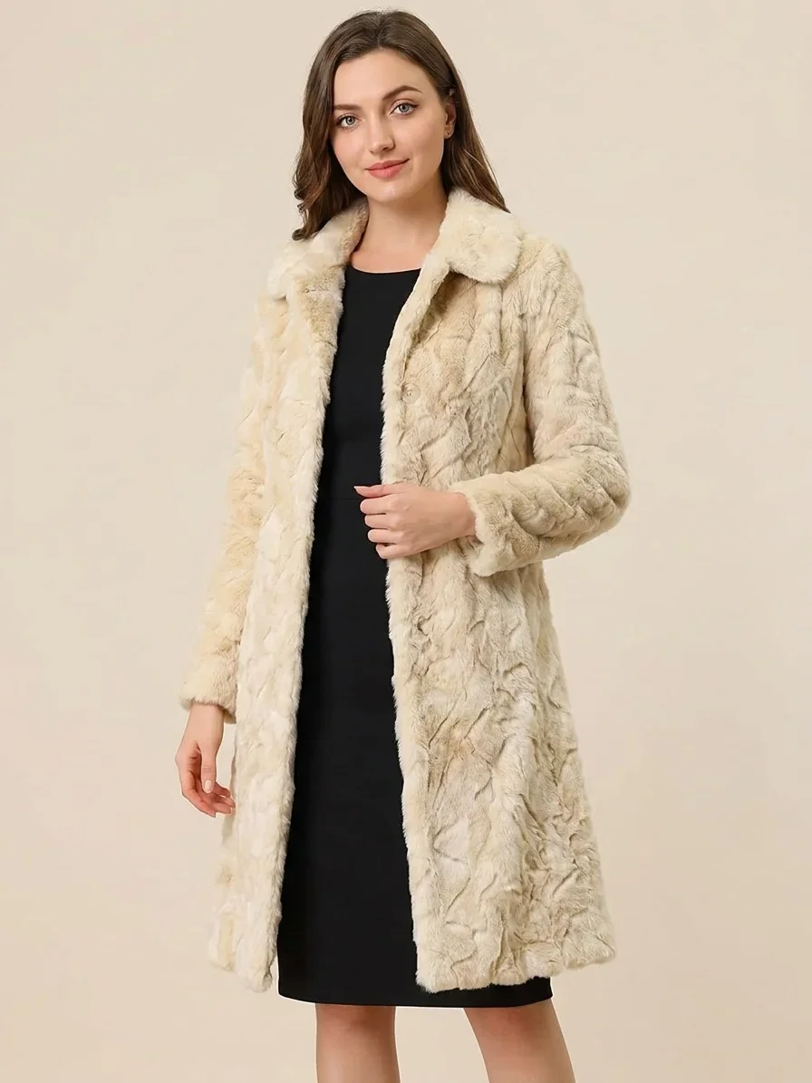 Sobretudo de Luxo em Pele Natural Off White