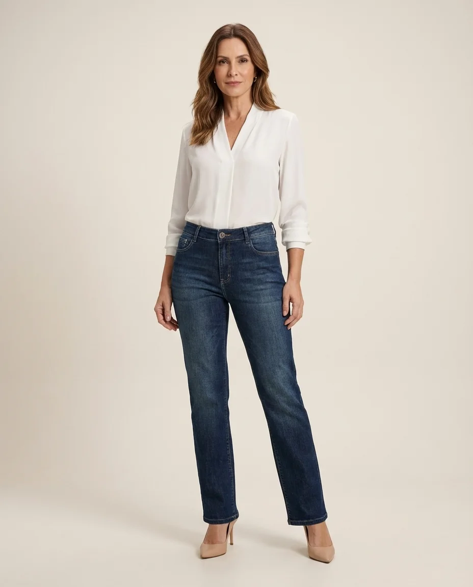 Calça Jeans Feminina Linda Z Azul Escuro Lavagem Elegante