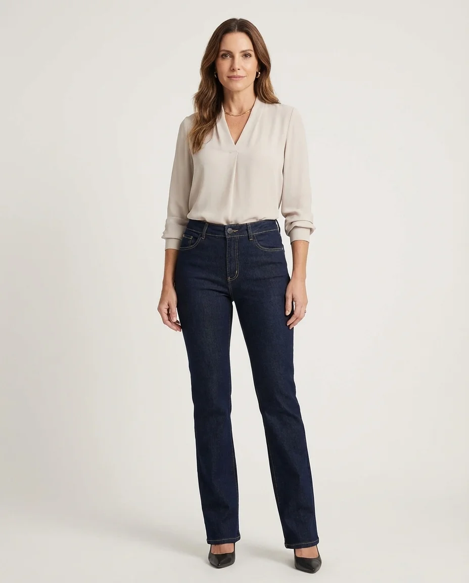 Calça Jeans Feminina Linda Z com Lycra - Azul Marinho