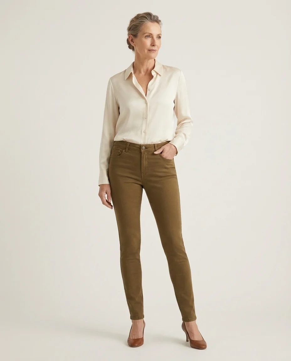 Calça Skinny Feminina Pull&Bear Marrom Oliva