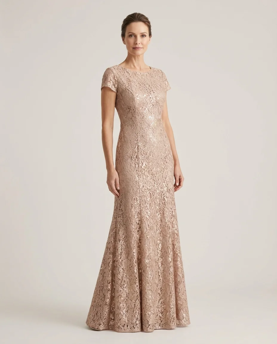 Vestido Longo Renda Dourada Via Caruso