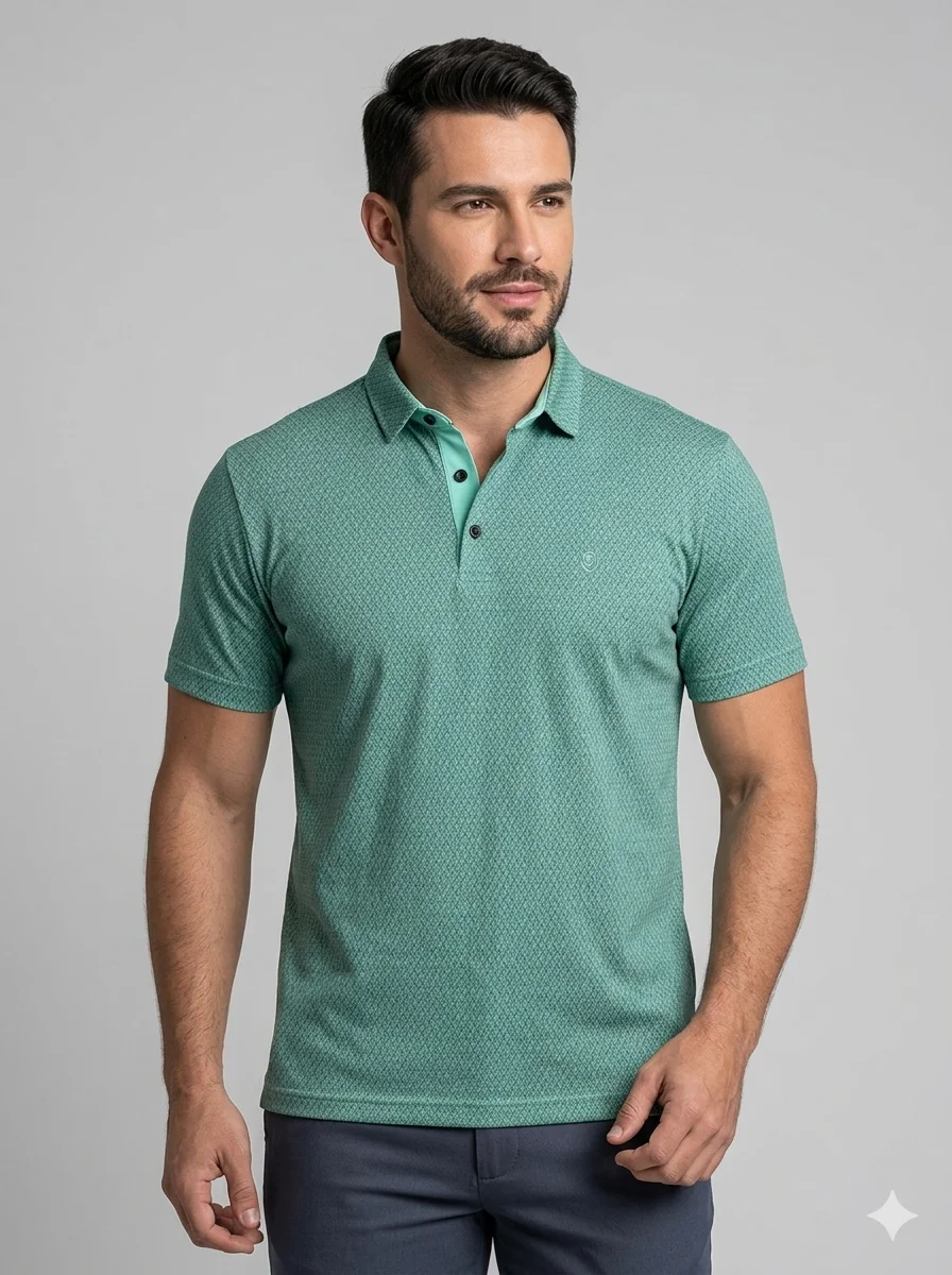 Polo Masculina Via Tolentino Estampada Verde