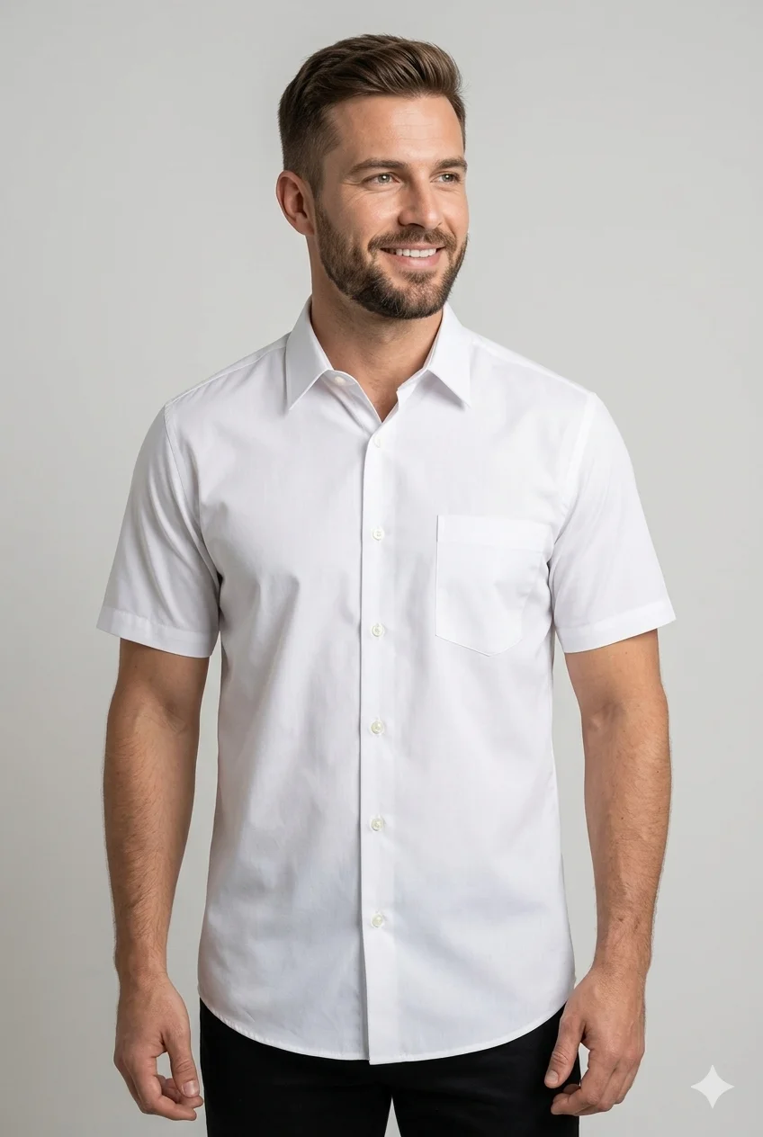 Camisa Social Masculina Van Heusen Manga Curta Branca