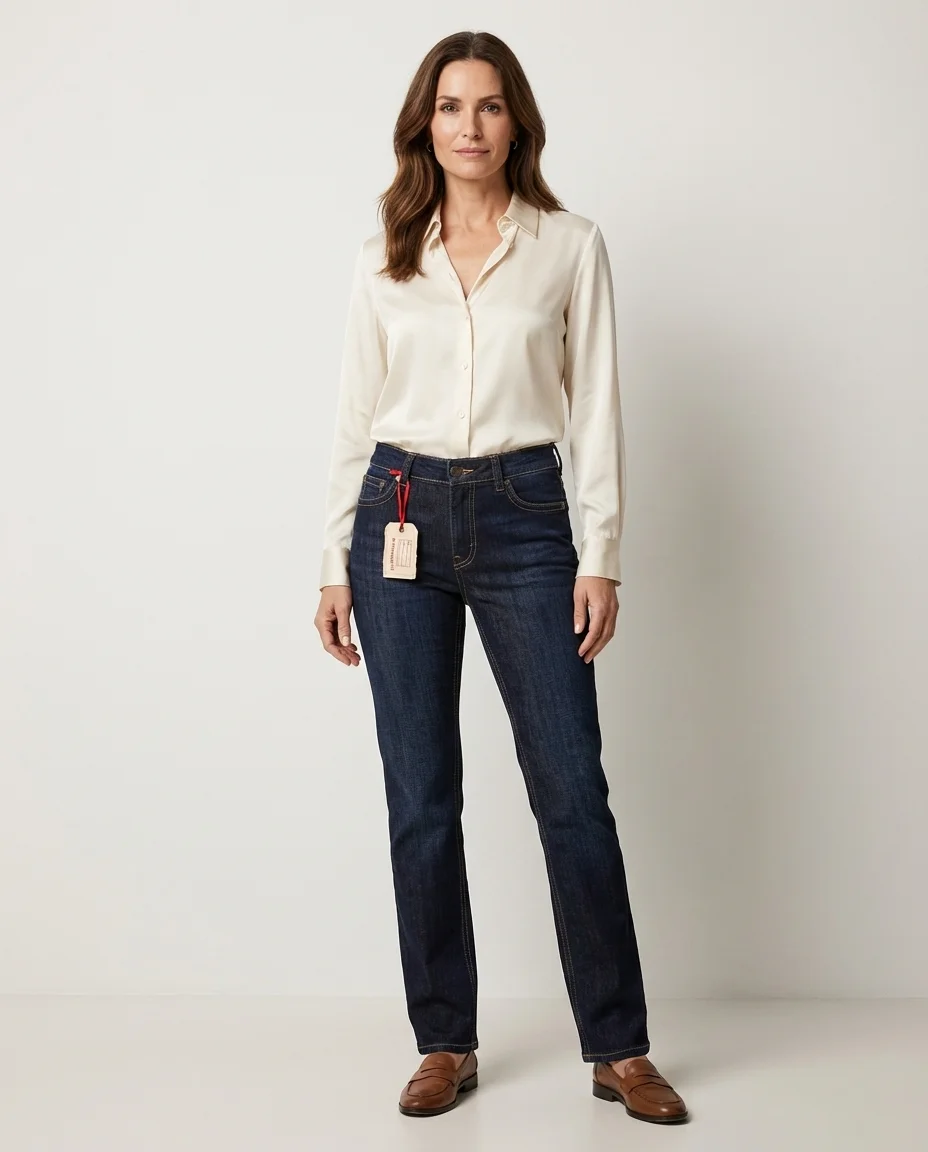 Calça Jeans Feminina Il'Dolce Trelle Straight Azul Escuro