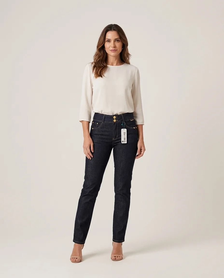 Calça Jeans Feminina Denuncia Escura Elegante