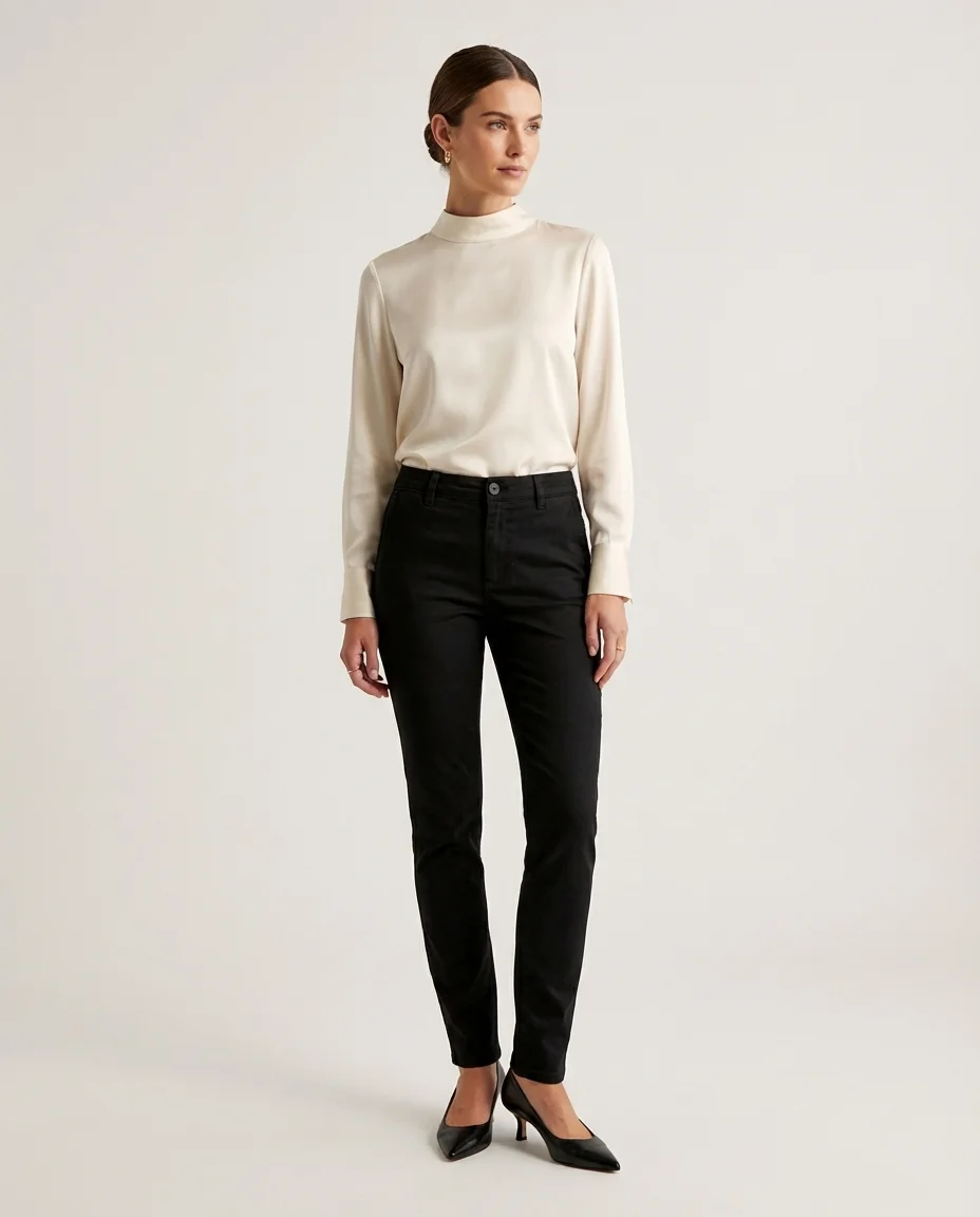 Calça Chino Slim Fit Pull&Bear Preta