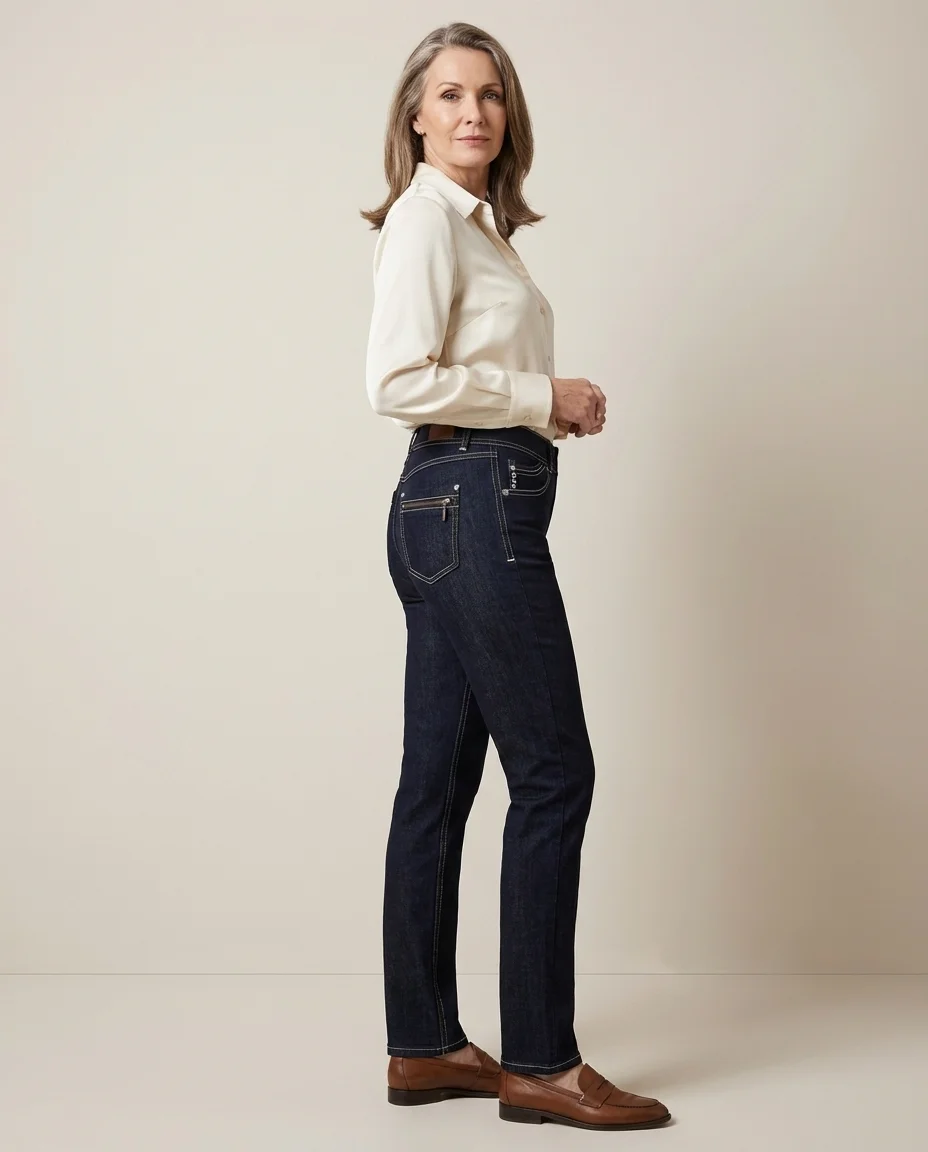 Calça Jeans Feminina Miss U Escura com Detalhes Bordados