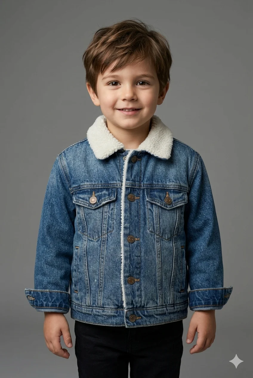 Jaqueta Infantil Jeans Zara Forrada com Sherpa
