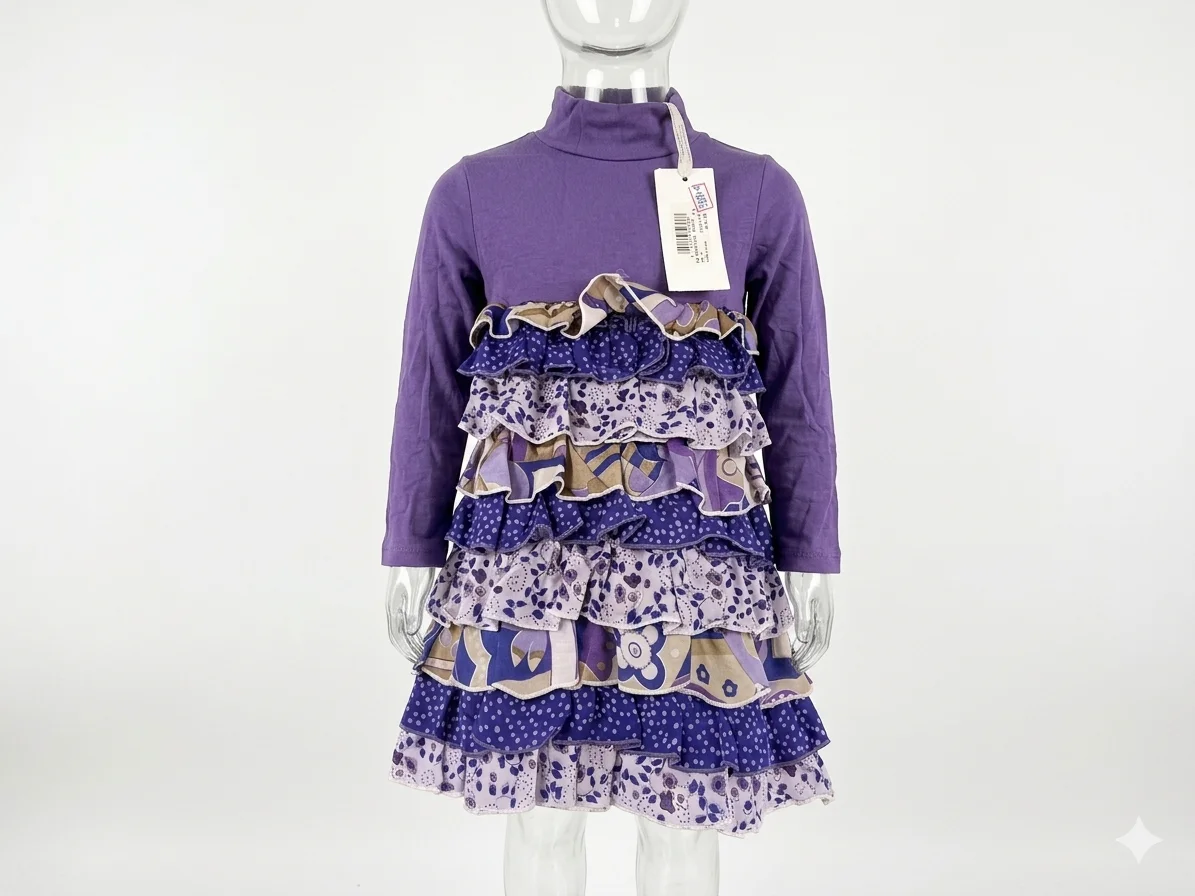 Blusa Infantil Gola Alta com Babados Estampados