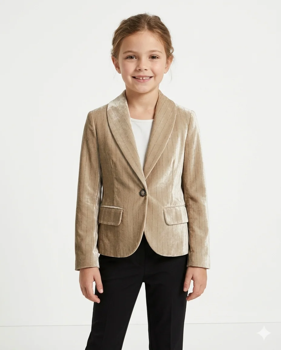 Blazer Infantil Elegante com Textura Aveludada