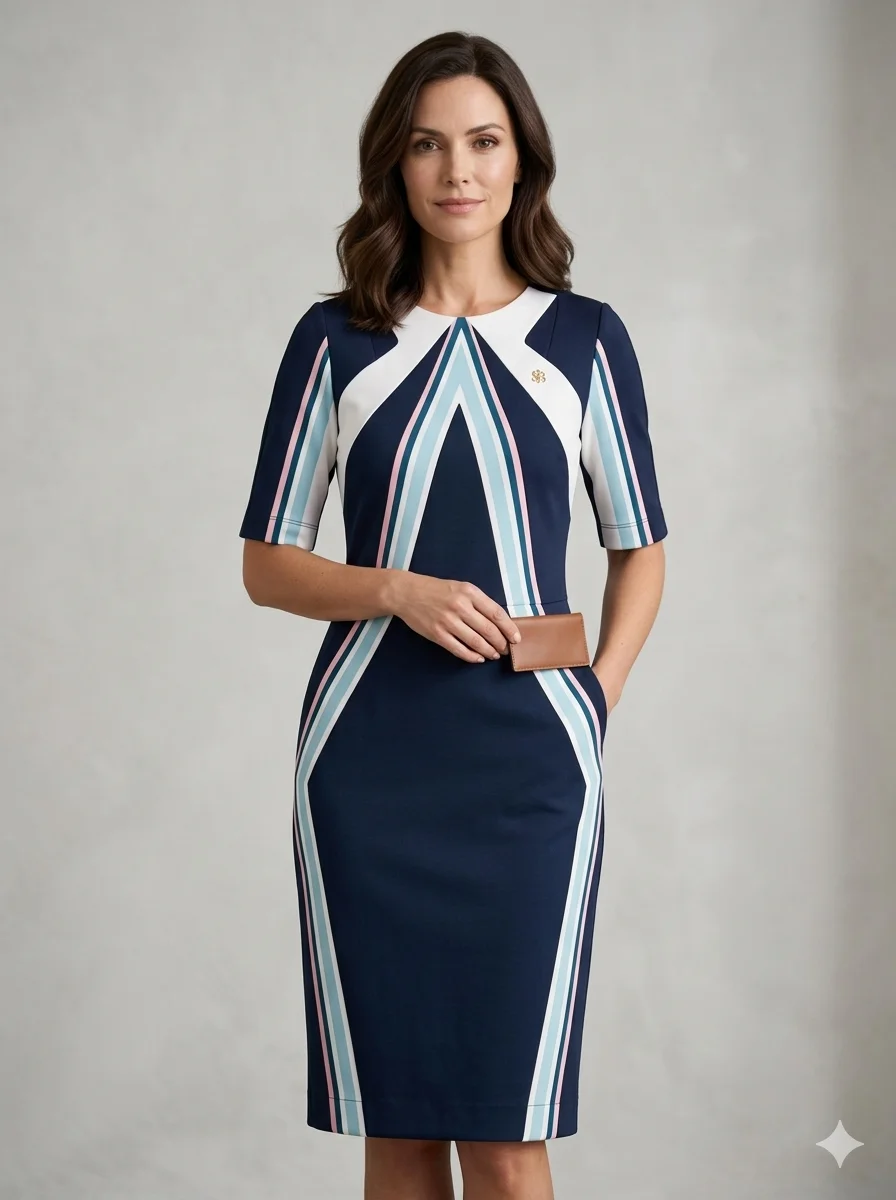 Vestido Midi Via Tolentino com Recortes Geométricos