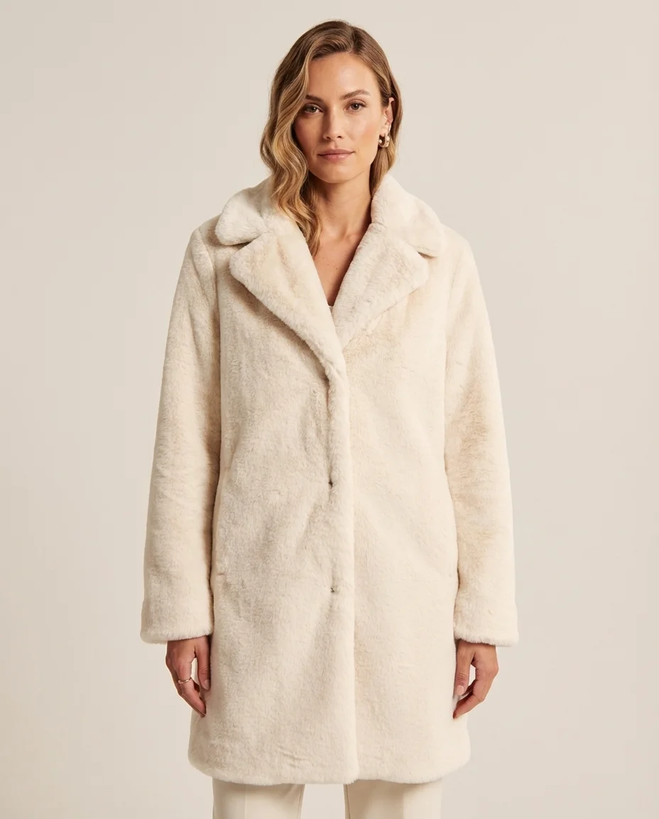 Casaco de Pelo Sintético Off White Bershka