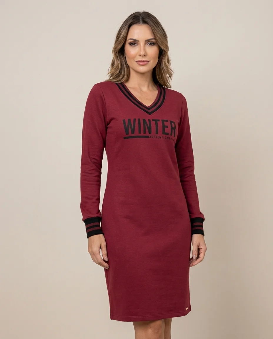 Vestido Moletom Hapuk Winter Marsala