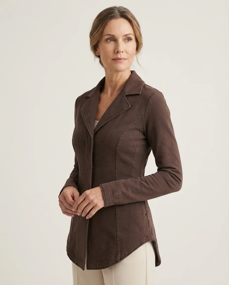 Blazer Assimétrico de Moletom Marrom