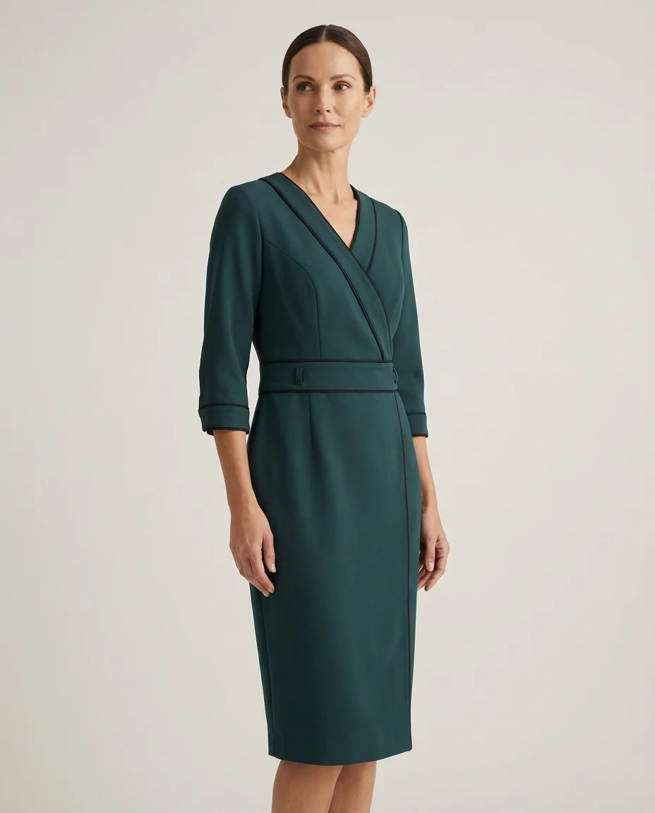 Vestido Tubinho Via Tolentino com Detalhes em Viés