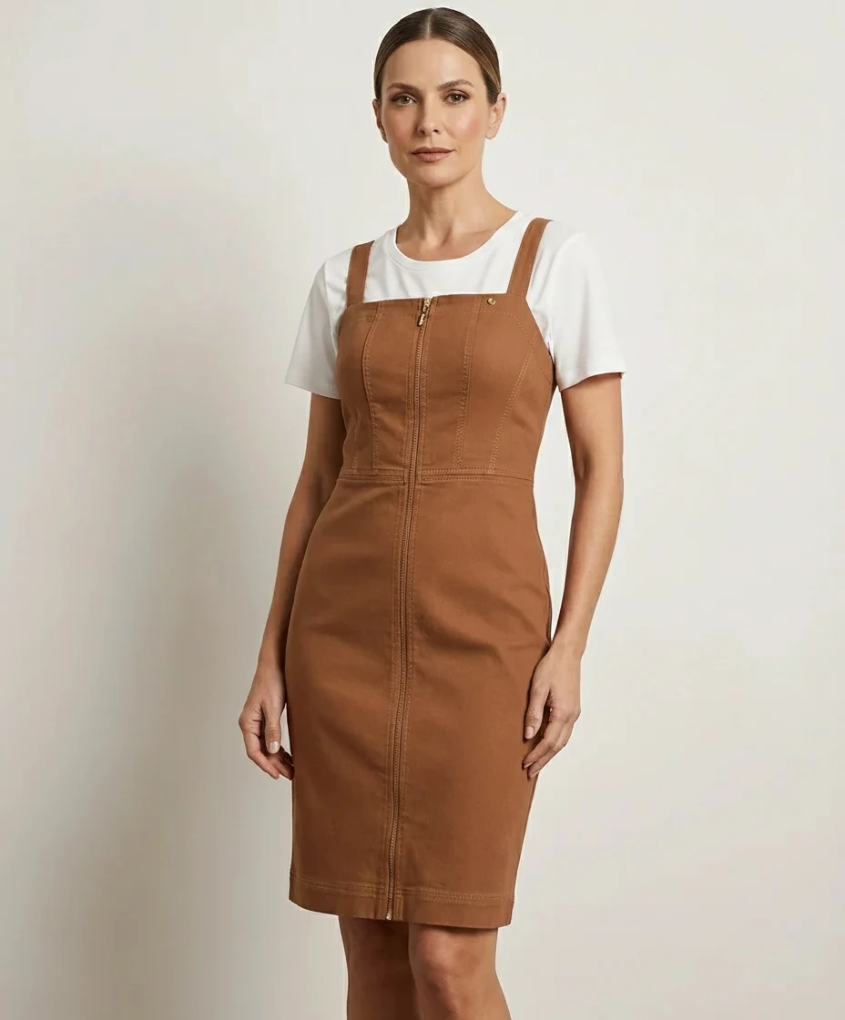 Vestido Ajustado com Zíper Frontal Via Tolentino