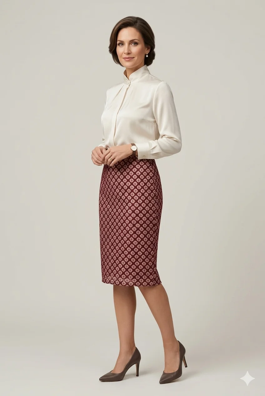 Saia Elegance em Renda Marsala