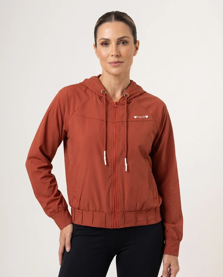 Jaqueta Esportiva Carol com Capuz Terracota