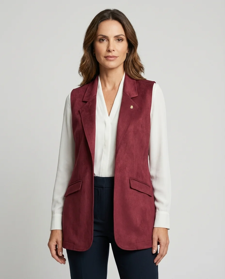 Colete Max em Suede Marsala Via Tolentino