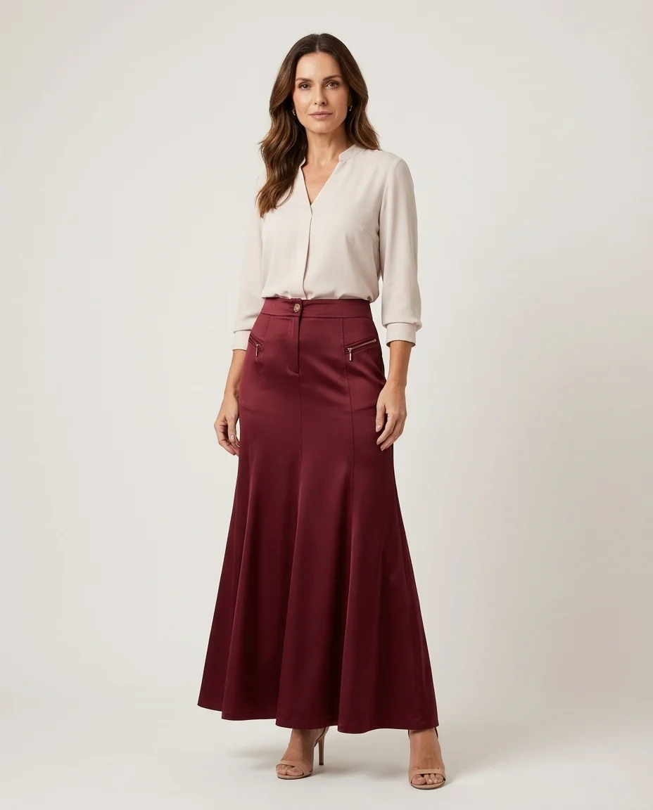 Saia Longa D'azul Elegance Bordo