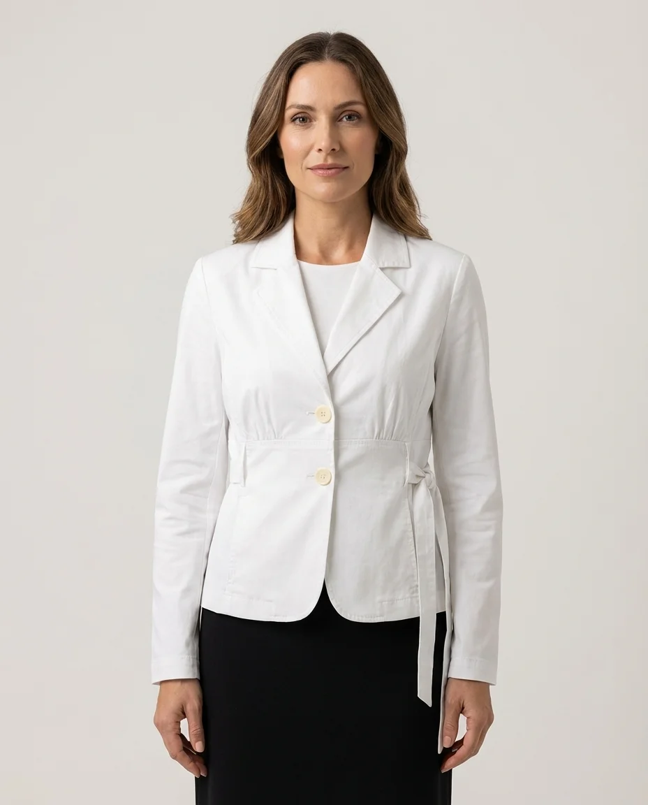 Blazer Curto Branco com Amarração Lateral