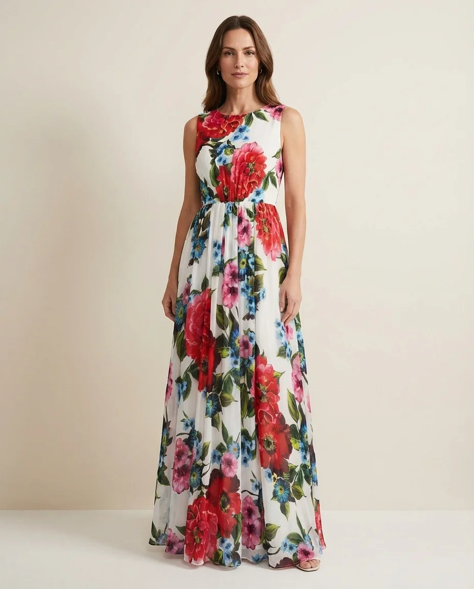Vestido Longo Floral Creta Elegante