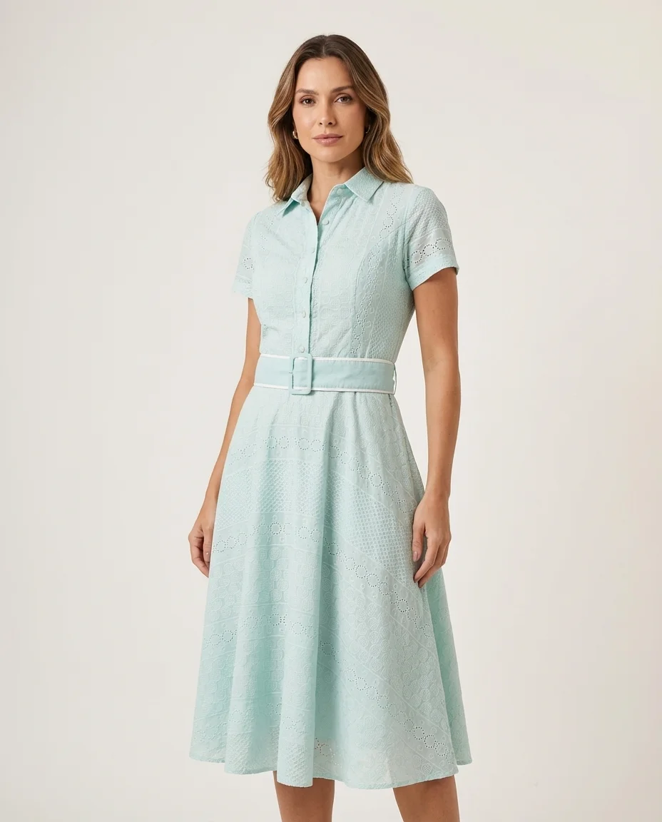 Vestido Lese Roma Verde com Cinto Fasciniu's