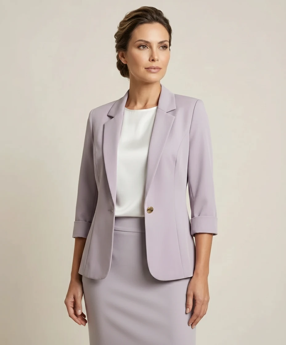 Blazer Elegante Via Tolentino com Abotoamento Lilás