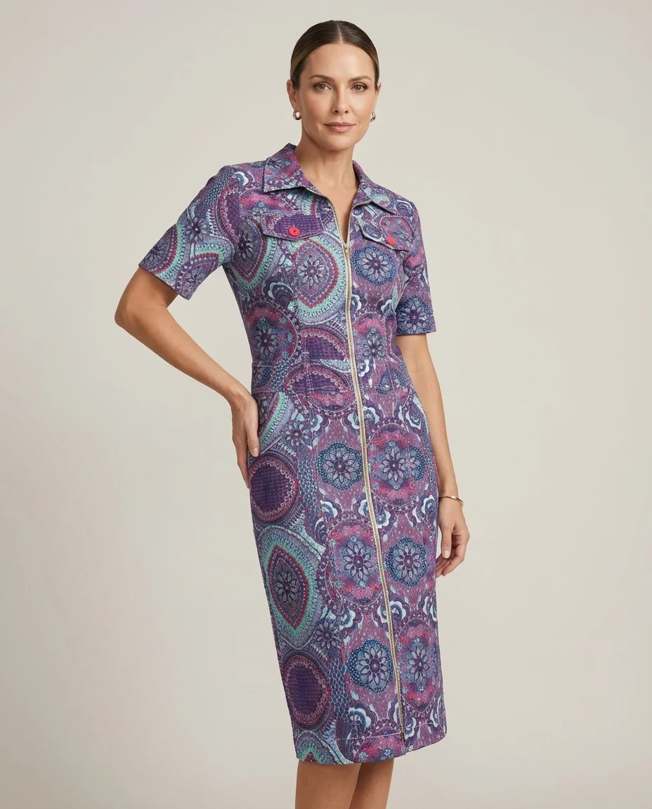 Vestido Chemise Midi Estampado Via Caruso