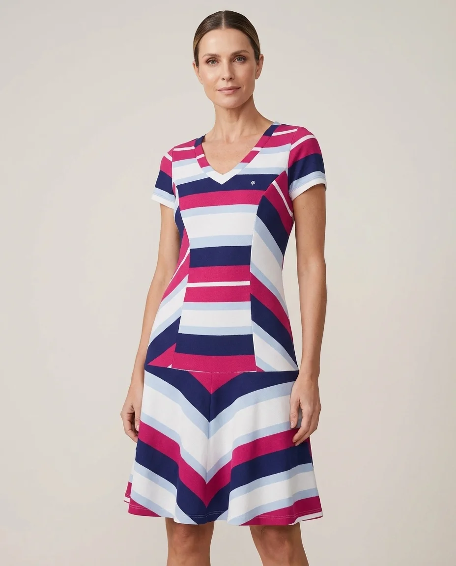 Vestido Harmonia Listrado Color Block Via Tolentino